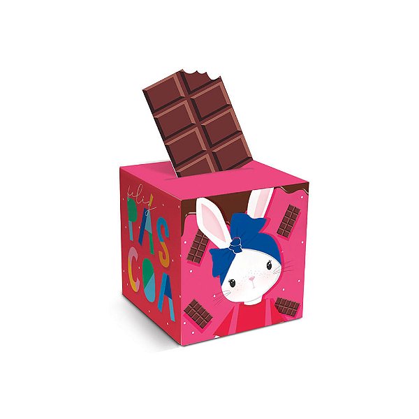 Caixa Pop Up Brilho de Páscoa Rosa P 7X7X7 - 10 Un