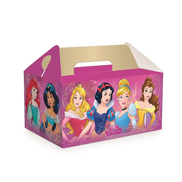 Caixa Lanche Escolar Princesas 20X13,5X10 - 10 Un
