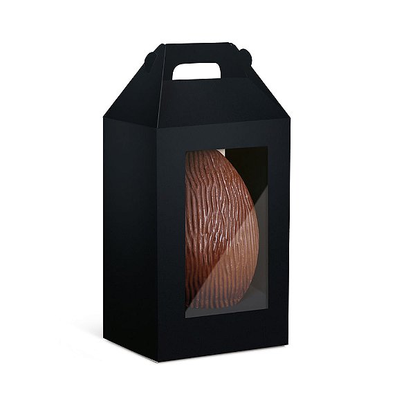 Caixa Maleta Vertical para Ovo com Visor Preto 350G - 10 Un