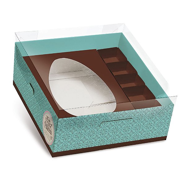 Caixa New Practice Meio Ovo com Doce 350G Chocolate Listras Azul - 6 Un