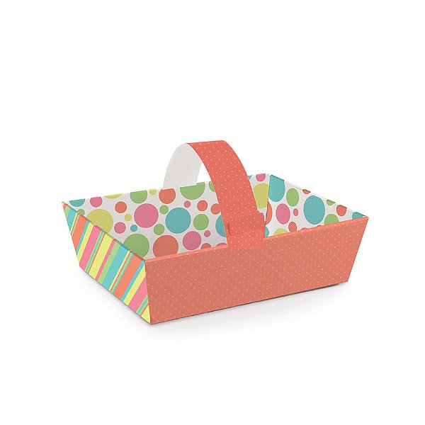 Cesta de Cartão Candy Colors Coral Mini 10X7X4 - 10 Un