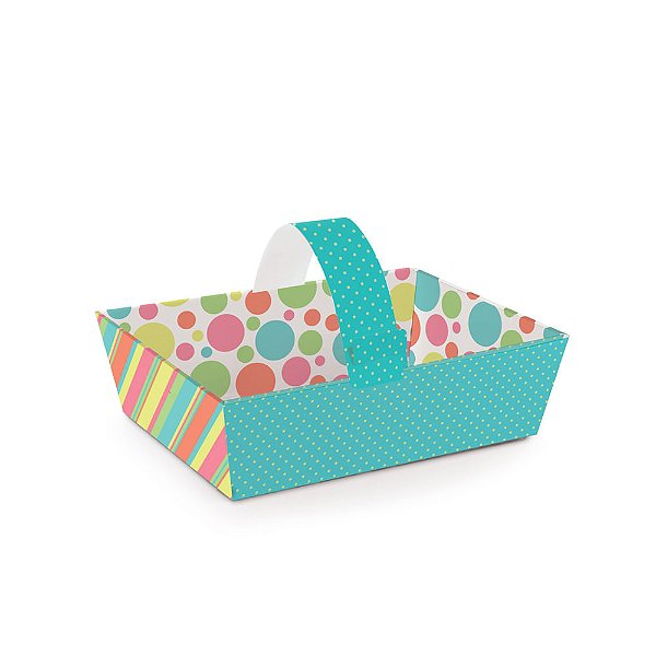 Cesta de Cartão Candy Colors Turquesa Mini 10X7X4 - 10 Un