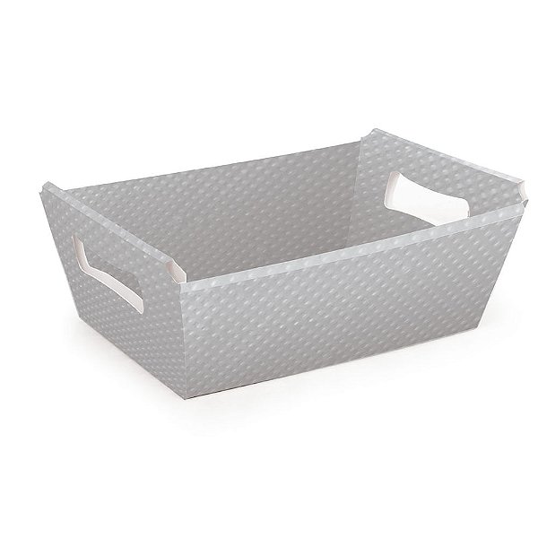 Cesta de Cartão Cristalino Prata G 32X24X11