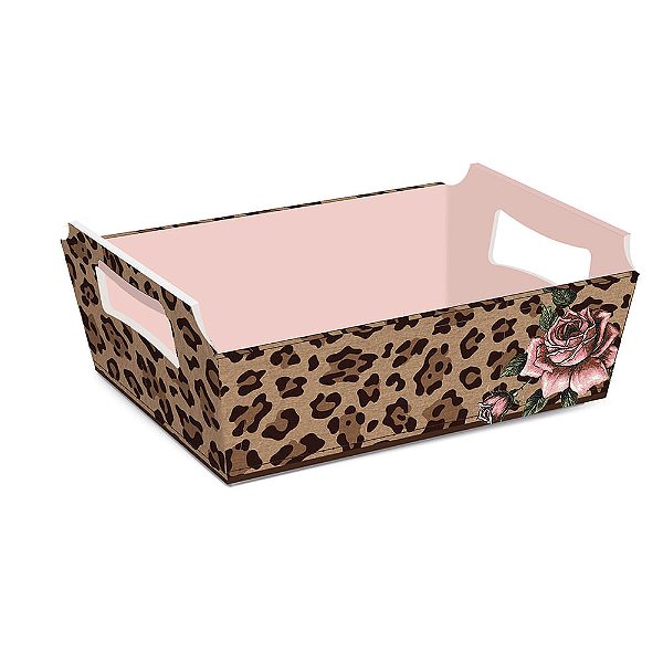 Cesta de Cartão Leopardo Mg 27X18,5X9,5