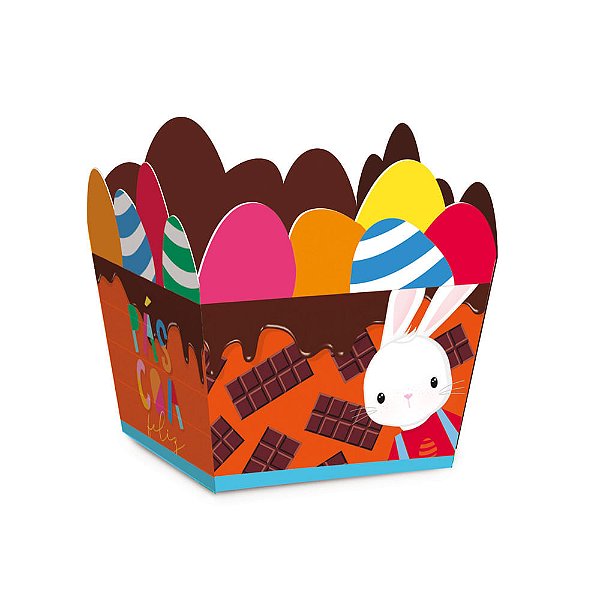 Cestinha Ovos Brilho de Páscoa 6,5X6,5X4,5 - 10 Un