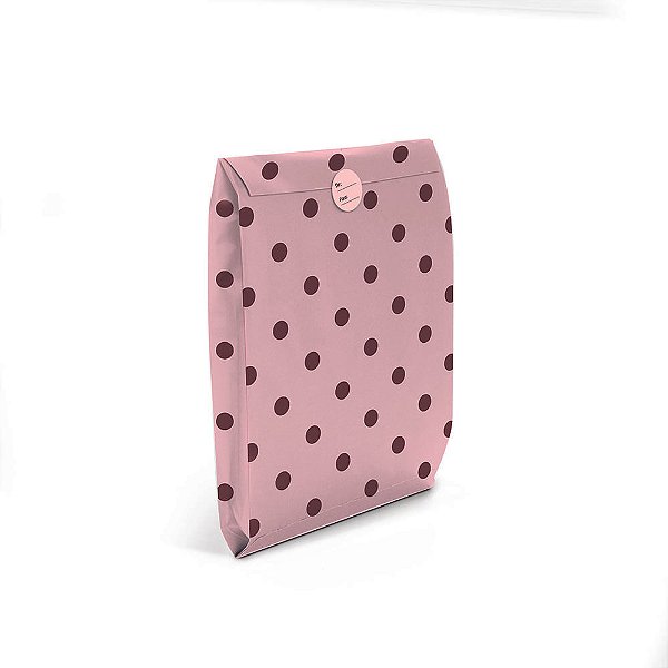 Envelope Poá Rosa/Marrom 40X28X6 - 25 Un