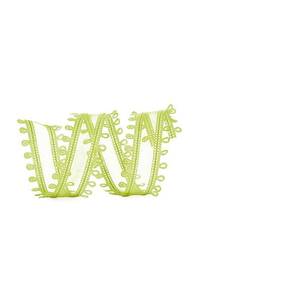 Fita Decorativa Aramada Organza Bibelo Verde 37Mmx10M