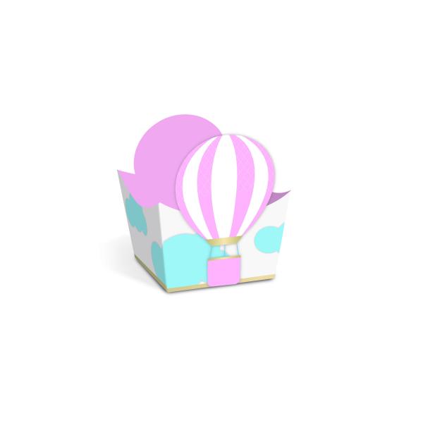 Forminha para Doce Decorada Balão Aventureiro Rosa - 24 Un