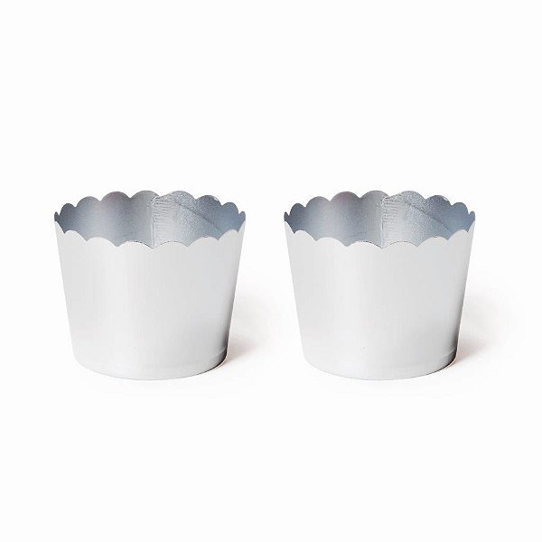 Kit Forminha Cupcake S/Tampa Liso Prata - 20 Un