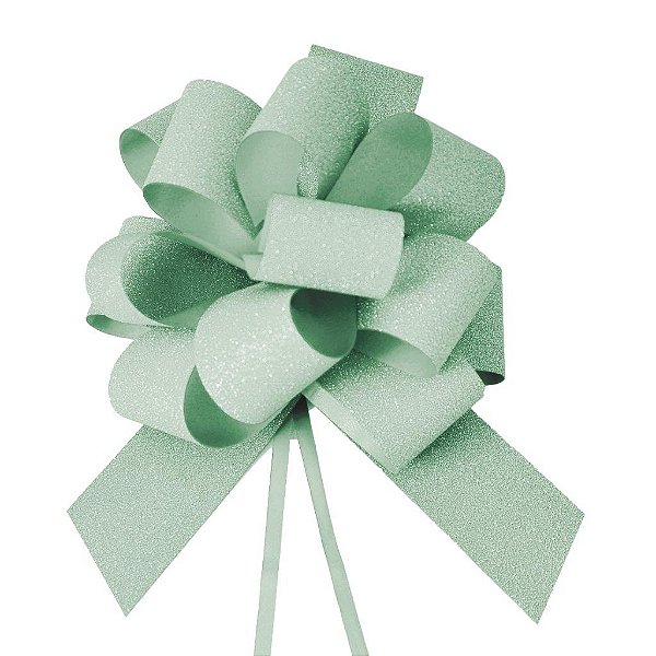 Laço Pronto/Glitter Verde Claro 18Mm