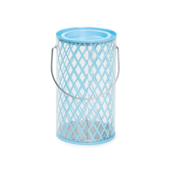 Lata Redonda com Tampa/Alça Decorada Azul P 7X12,5