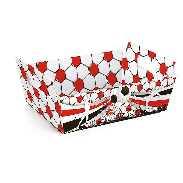 Cesta de Cartão Gds Clubes Vermelha/Branco/Preto Mg 27X18,5X9,5
