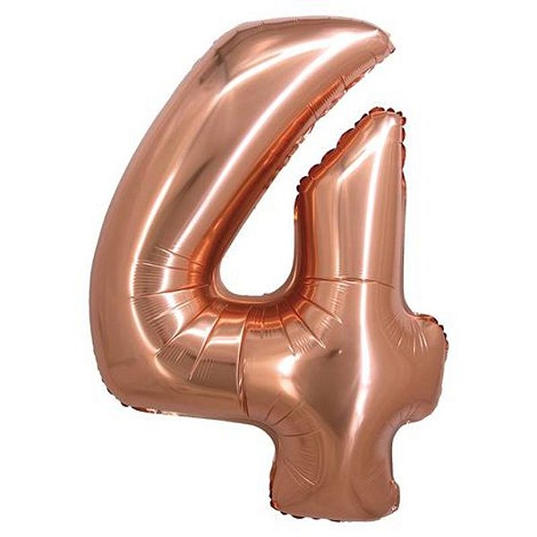 Balao Metalizado 34" Rose Gold Numero 4 - Silverplastic - 1 Un