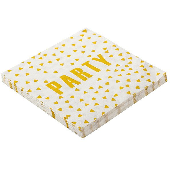 Guardanapo Folha Dupla Estampado Party Dourado 32cm - SilverPlastic - 20un