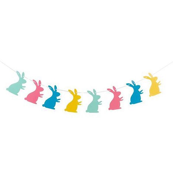Guirlanda de Papel Coelhos Coloridos Páscoa 2m - SilverPlastic