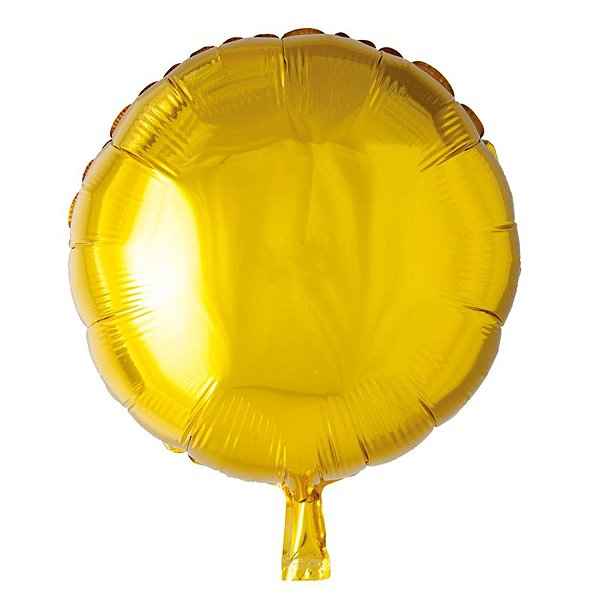 Balão Metalizado Redondo com Canudo Dourado 18" - SilverPlastic - 1 un