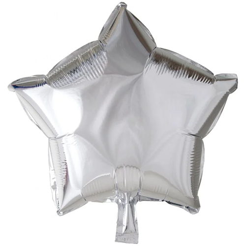 Balão Metalizado Estrela com Canudo Prateado - SilverPlastic - 45 cm