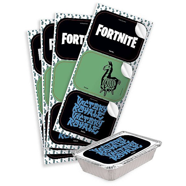 Adesivo Retangular Fortnite - Festcolor - 12Un