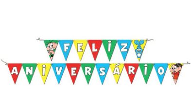 Faixa Feliz Aniversário Mônica Core  - Festcolor - 1Un