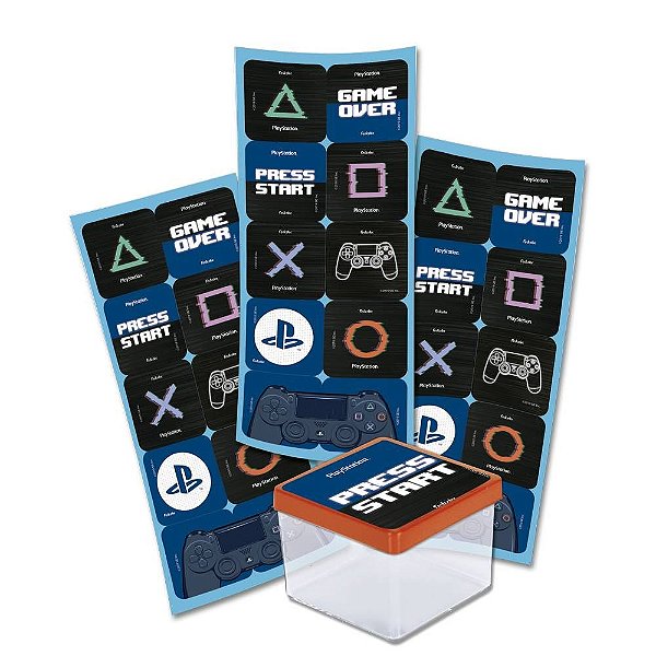 Adesivo Quadrado PlayStation - Festcolor - 30Un