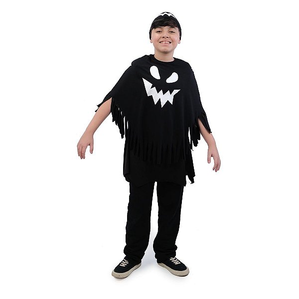 Poncho Com Gorro Assustador Halloween - Cromus - 1 Un