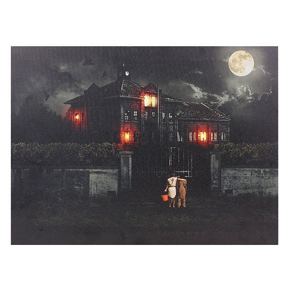 Quadro Iluminado Casa Da Bruxa para Decoração de Halloween - Cromus - 1 Un