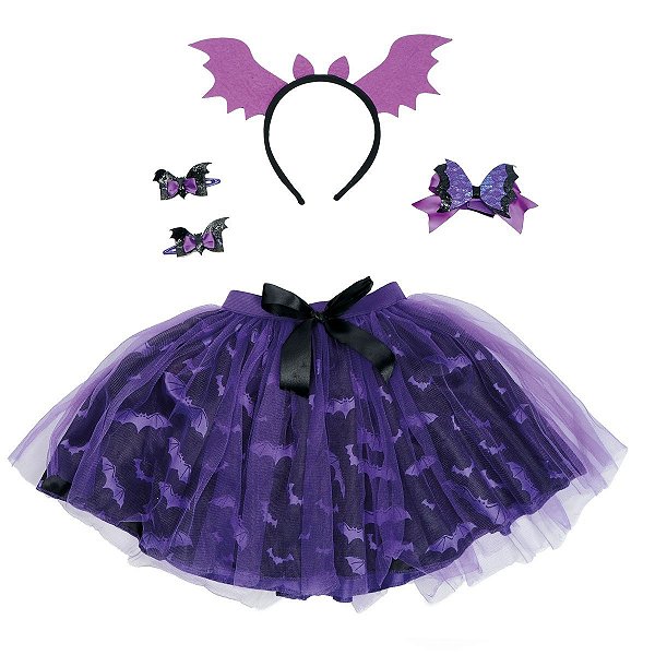 Kit Adereços Morceguinha Roxa Halloween - Cromus - 1 Un