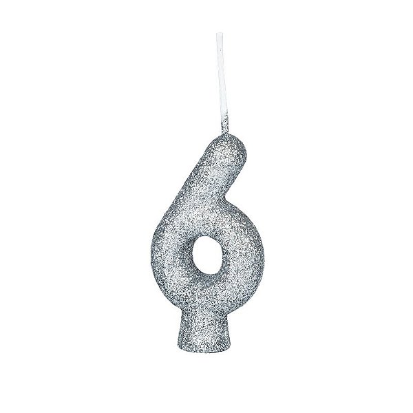Vela Prateada Glitter 6 - 1 Un