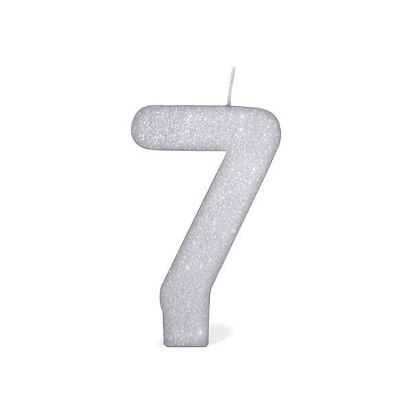 Vela Prateada Glitter 7 - 1 Un