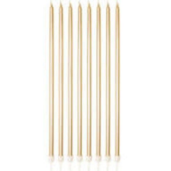 Vela Palito Gigante Dourada 35 cm - Silver Plastic - 6 un