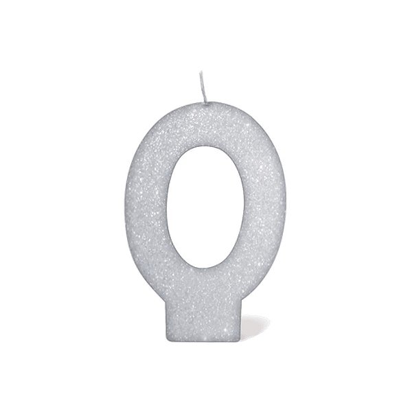 Vela Prateada Glitter 0 - Silver Plastic - 1 Un