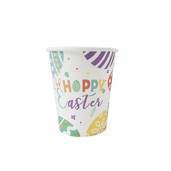 Copo de Papel 270ml Happy Easter - Silver Plastic - 10 un