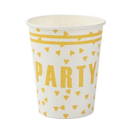 Copo de Papel 270ml Party Dourado - Silver Plastic - 10 un