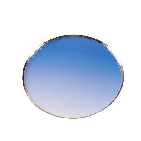 Prato Papel Azul Degrade Borda Dourada - Silver Plastic - 8Un