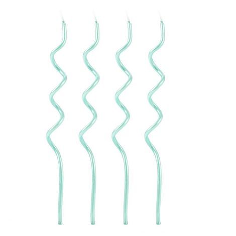 Vela Espiral Turquesa - Silver Plastic - 4 Un