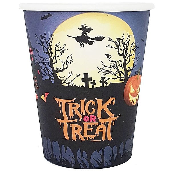 Copo de Papel Halloween Gostosuras ou Travessuras 270ml - 10 Un