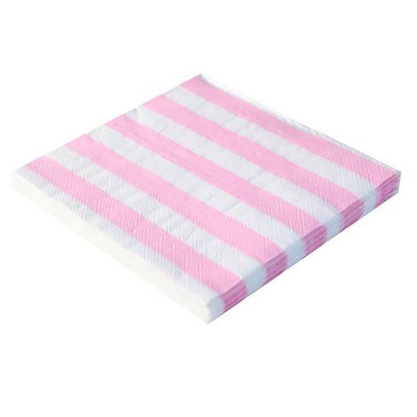Guardanapos de Papel Folha Dupla 32cm Listrado Rosa Bebê - 20 Un