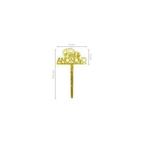 Mini Topo Ano Novo Dourado - Silver Plastic - 1 Un
