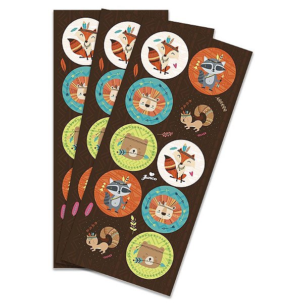 Adesivo Redondo para Lembrancinha Festa Raposa - 30 unidades - Junco