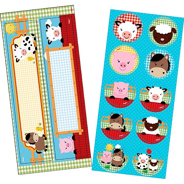 Adesivo Retangular E Redondo Festa Fazendinha 24 Unidades - Regina