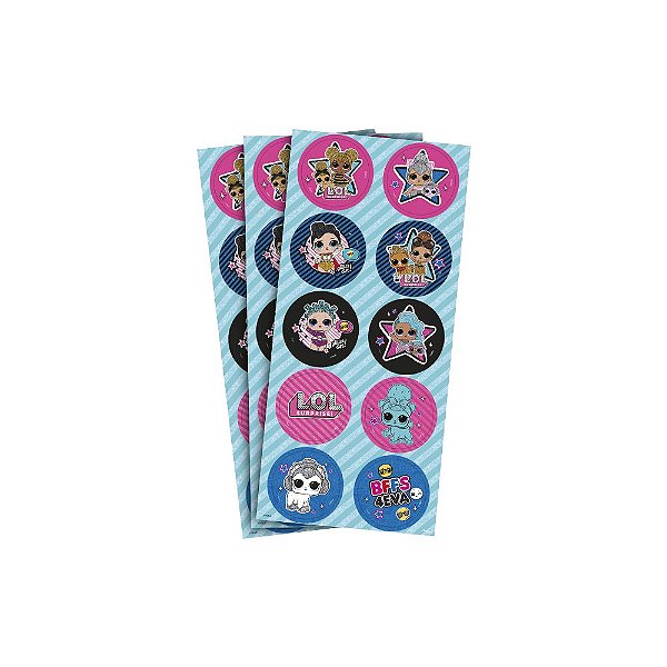 Adesivo Redondo Festa LOL Surprise - 30 unidades - Regina
