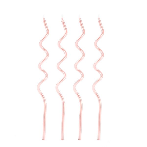 Vela Espiral Rosa Bebê - Silver Plastic - 4 Un