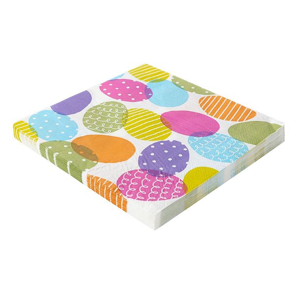 Guardanapo Folha Dupla Estampado Ovos de Páscoa - Silver Plastic - 20 Un