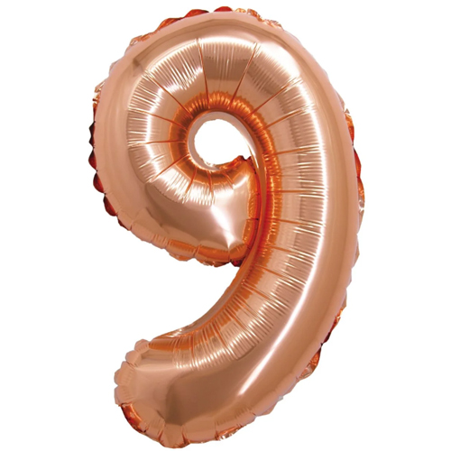 Balão Número 9 Rose Gold - Silver Plastic - 1 Un
