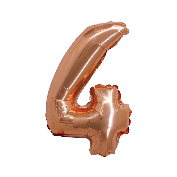 Balão Número 4 Rose Gold - Silver Plastic - 1 Un