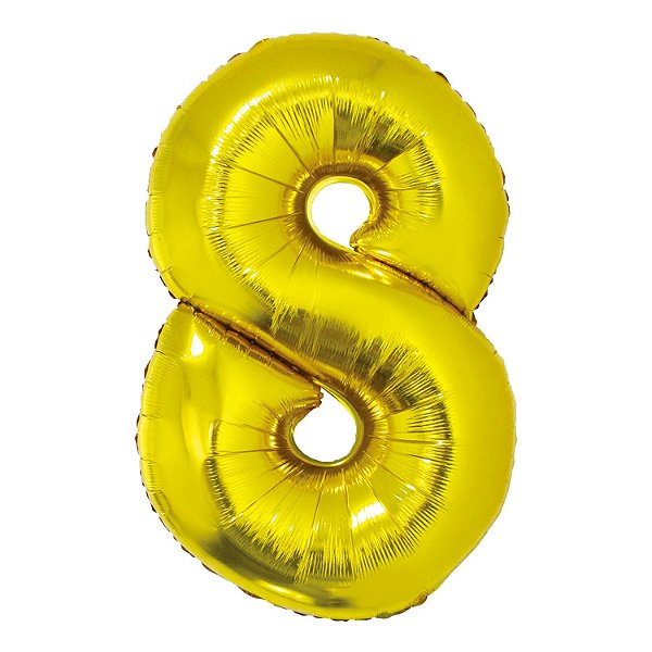 Balão Número 8 Dourado - Silver Plastic - 1 Un