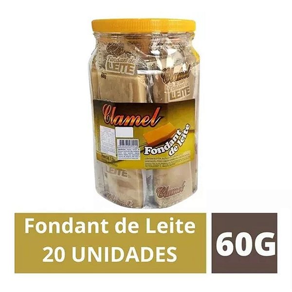 Fondant Leite Clamel Embrulhado 60 gramas- 20 Unidades