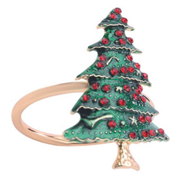 Porta Guardanapo Pinheiro Ouro Verde Vermelho  - Jogo com 4 Peças