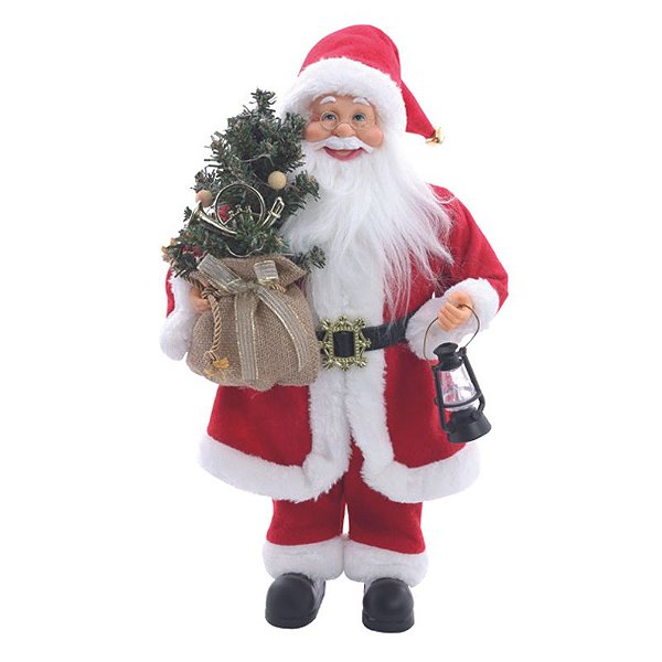 Noel Em Pé com Mini Árvore Vermelho  45cm 2Cr2032  - 1 Un