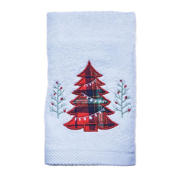 Toalha Rosto Pinheiro Branco Vermelho  40X71cm - 2 Un